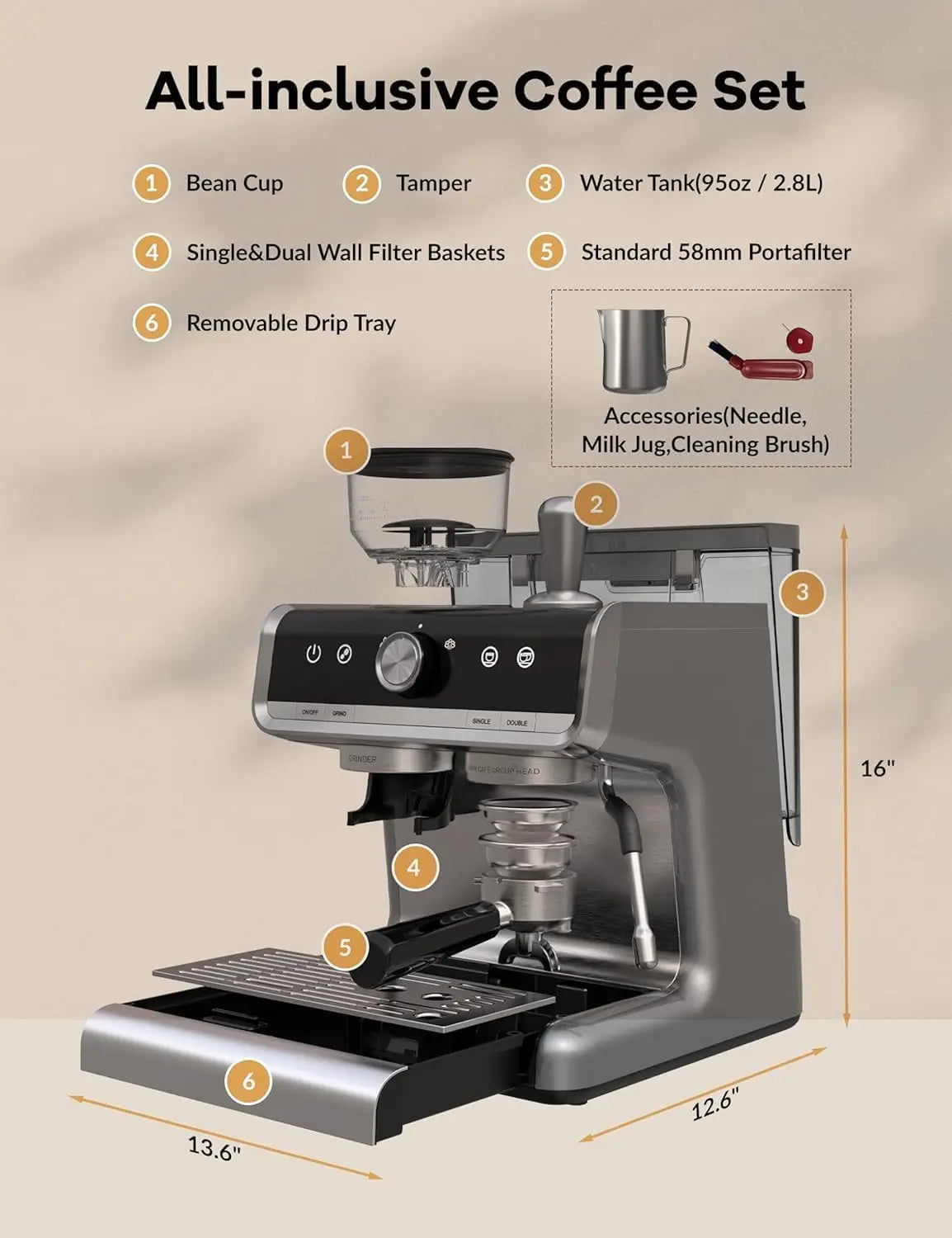 Espresso Espresso Coffee   Maker with Grinder