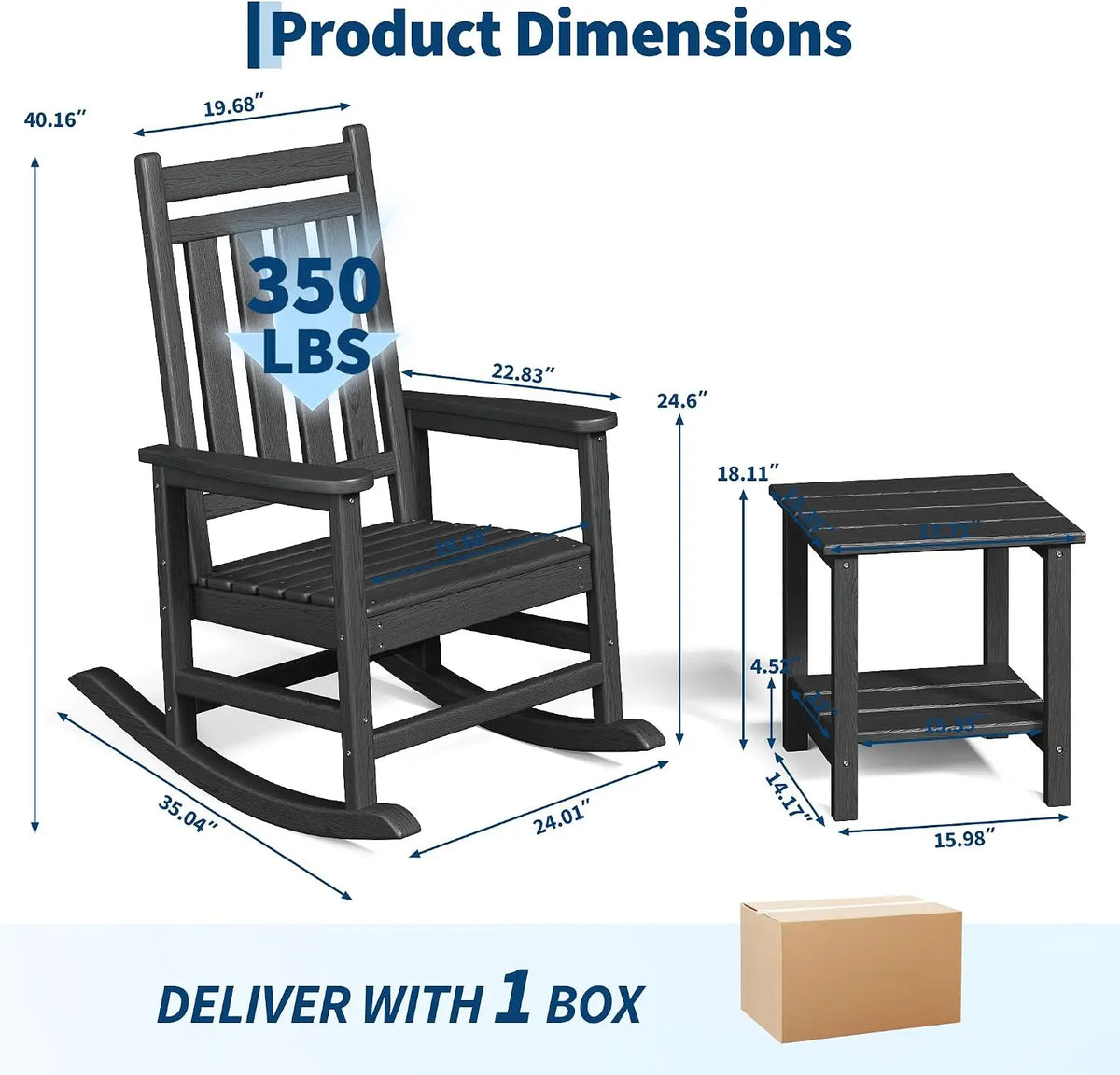 Rocking Chair with Side Table for Patio , Front Porch