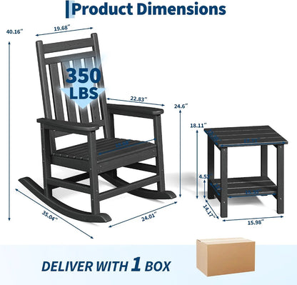 Rocking Chair with Side Table for Patio , Front Porch