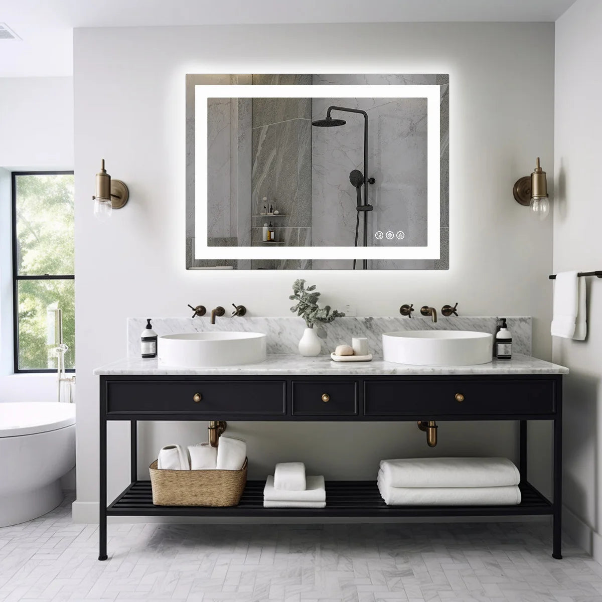 36"x 24"LED Bathroom Vanity Mirror  with Front Light and Backlit or  Living Room