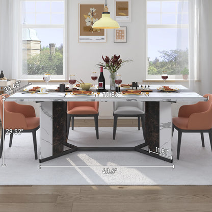 71In Large Rectangular White Dining Table for 4 5 6 8 10 People,