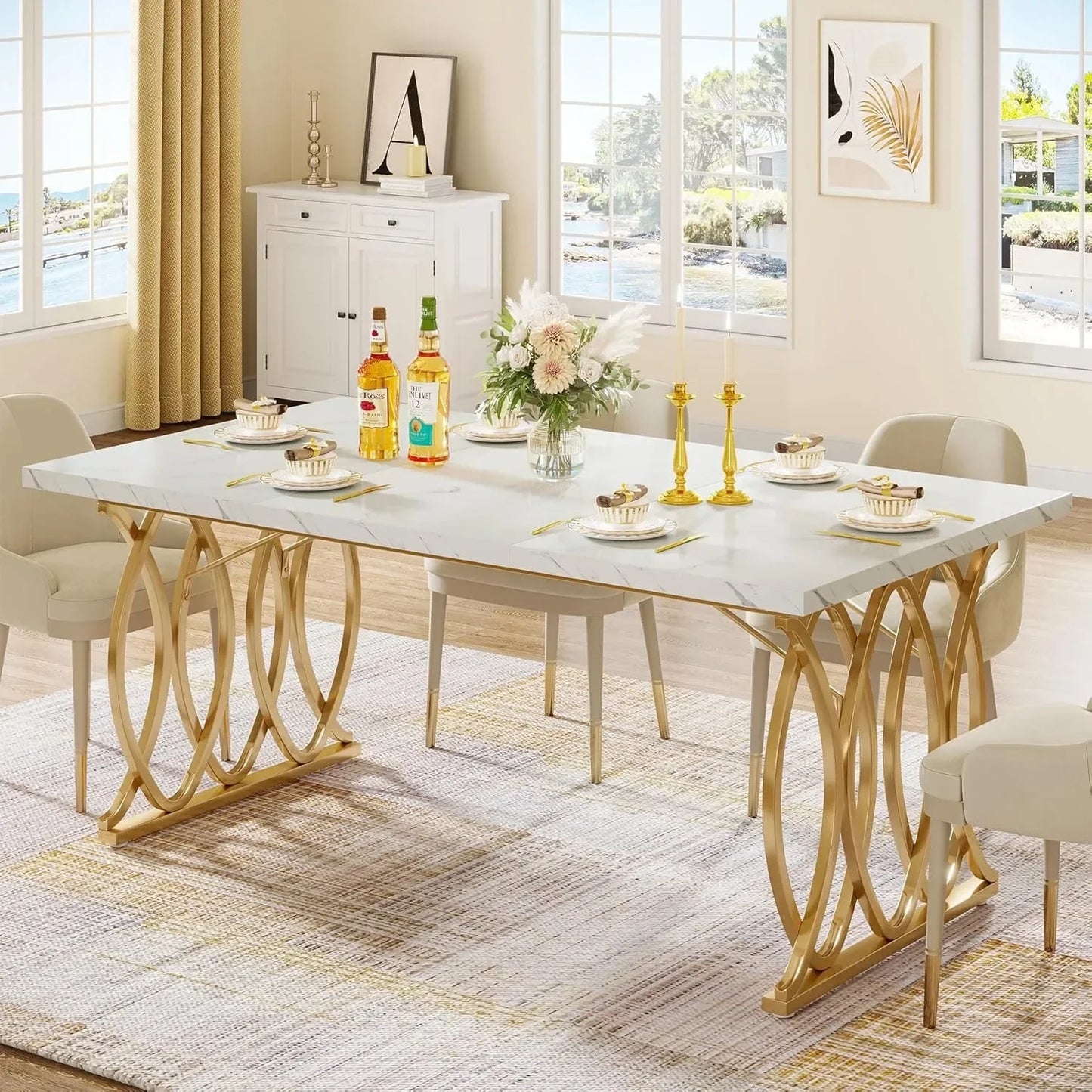 Unique Rectangular Dinner Table seats 4 to 6