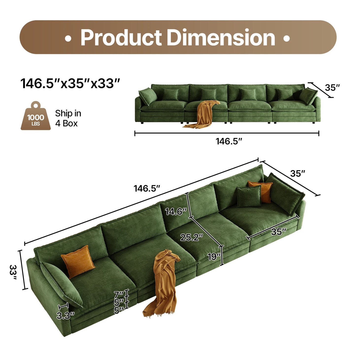 Modular Sectional Cloud Couch with Ottoman