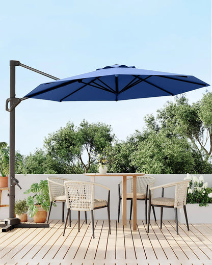 10FT Cantilever Patio Umbrella 360° Rotation & Tilt Adjustment