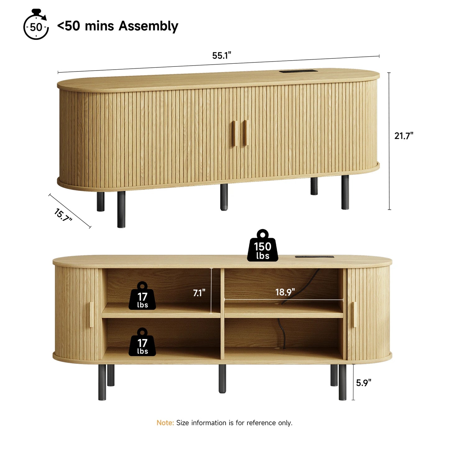 Entertainment Center with Power Outlet for TVs up to 60/70"