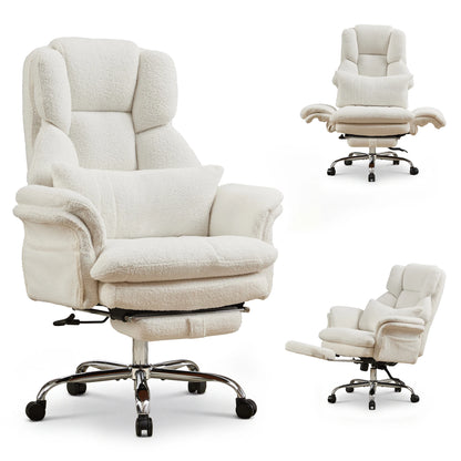 Big and Tall Executive Office Chair, Ergonomic Computer Desk Chair with Adjustable Backrest, Flip Armrests & Footrest for Home & Office