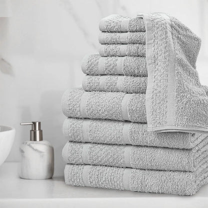 Soft Absorbent 10 Piece Cotton Towel Set, Bath Towels Quick Dry Durable Washcloths and Hand Towels