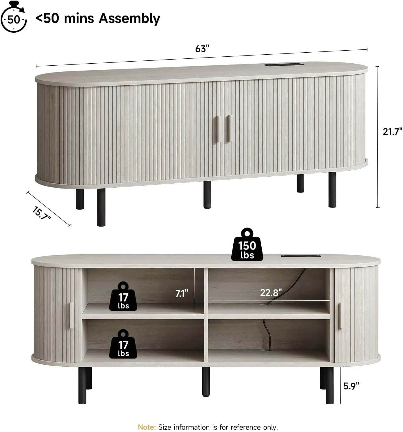 Entertainment Center with Power Outlet for TVs up to 60/70"