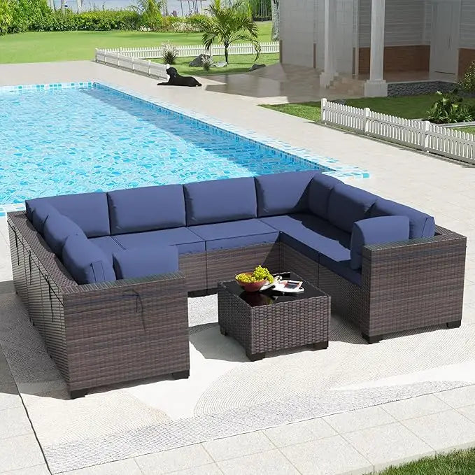 6PCS Outdoor Wicker Rattan Sectional Sofa Patio Furniture Set