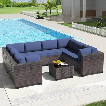 6PCS Outdoor Wicker Rattan Sectional Sofa Patio Furniture Set