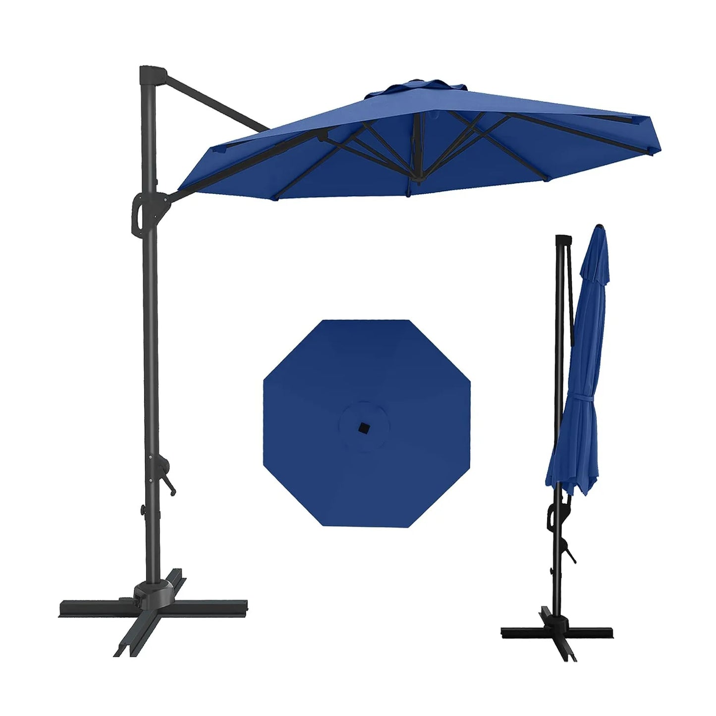 10FT Cantilever Patio Umbrella 360° Rotation & Tilt Adjustment