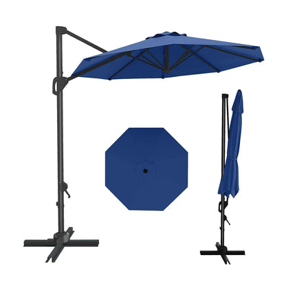 10FT Cantilever Patio Umbrella 360° Rotation & Tilt Adjustment