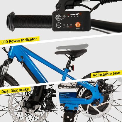 JOYSTAR Electric Bike for Kids Teens Ages 7+ with 250W Motor, 15 Miles 15MPH