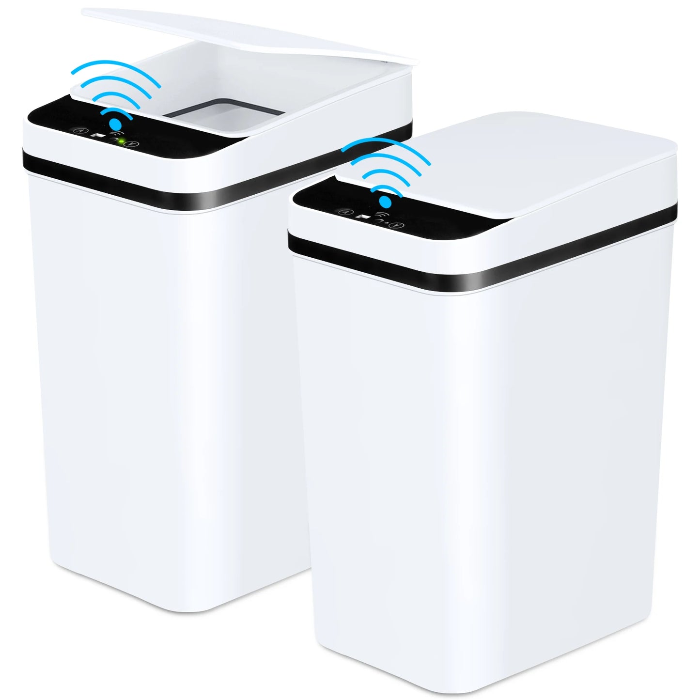 2 Pack 12L Bathroom Automatic Trash Cans Touchless Motion Sensor  for Bathroom Bedroom Living Room Office White