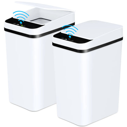 2 Pack 12L Bathroom Automatic Trash Cans Touchless Motion Sensor  for Bathroom Bedroom Living Room Office White