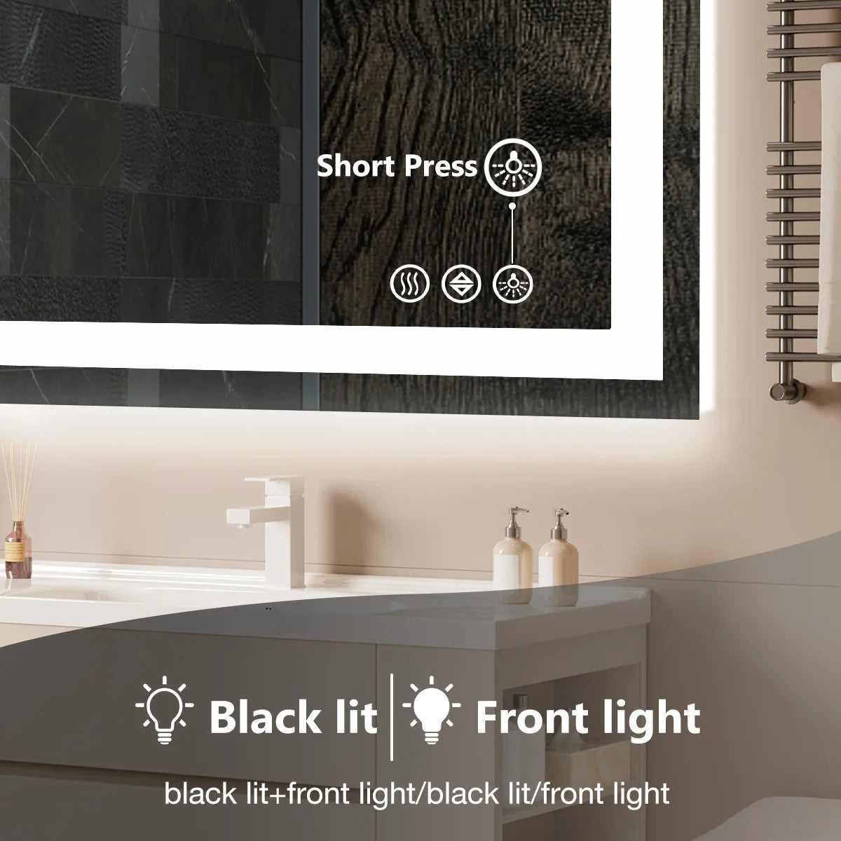 36"x 24"LED Bathroom Vanity Mirror  with Front Light and Backlit or  Living Room