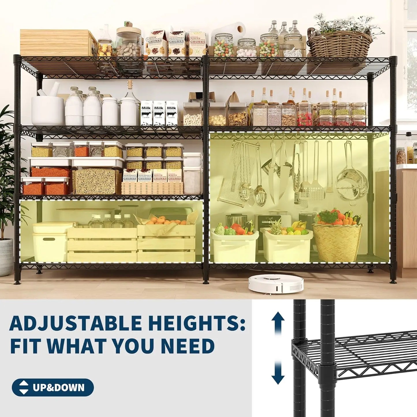 Commercial grade Heavy Duty Metal Shelving 4/5 Tiers  Adjustable Organization  for Pantry, Kitchen or Garage