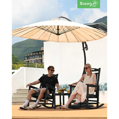 Set of 2"Large Outdoor High Back Rocking Chairs, Durable HDPE Weatherproof Patio Rockers