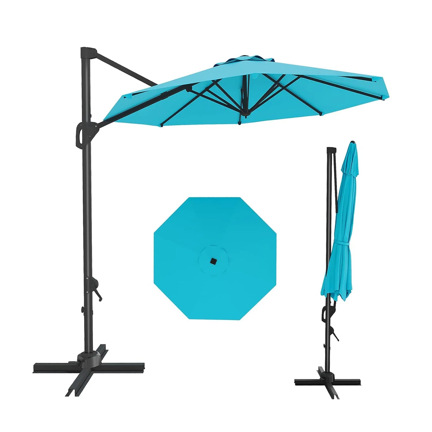 10FT Cantilever Patio Umbrella 360° Rotation & Tilt Adjustment