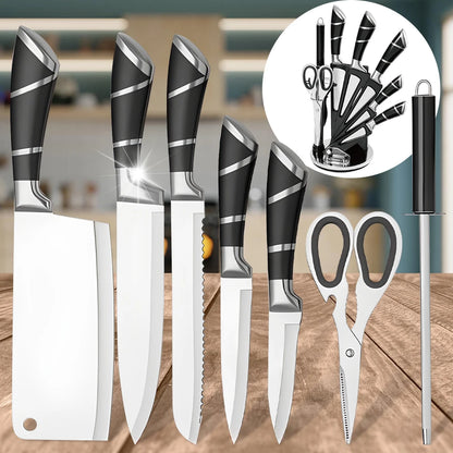 9 pcs Black Pofessional Kitchen Knife Set f