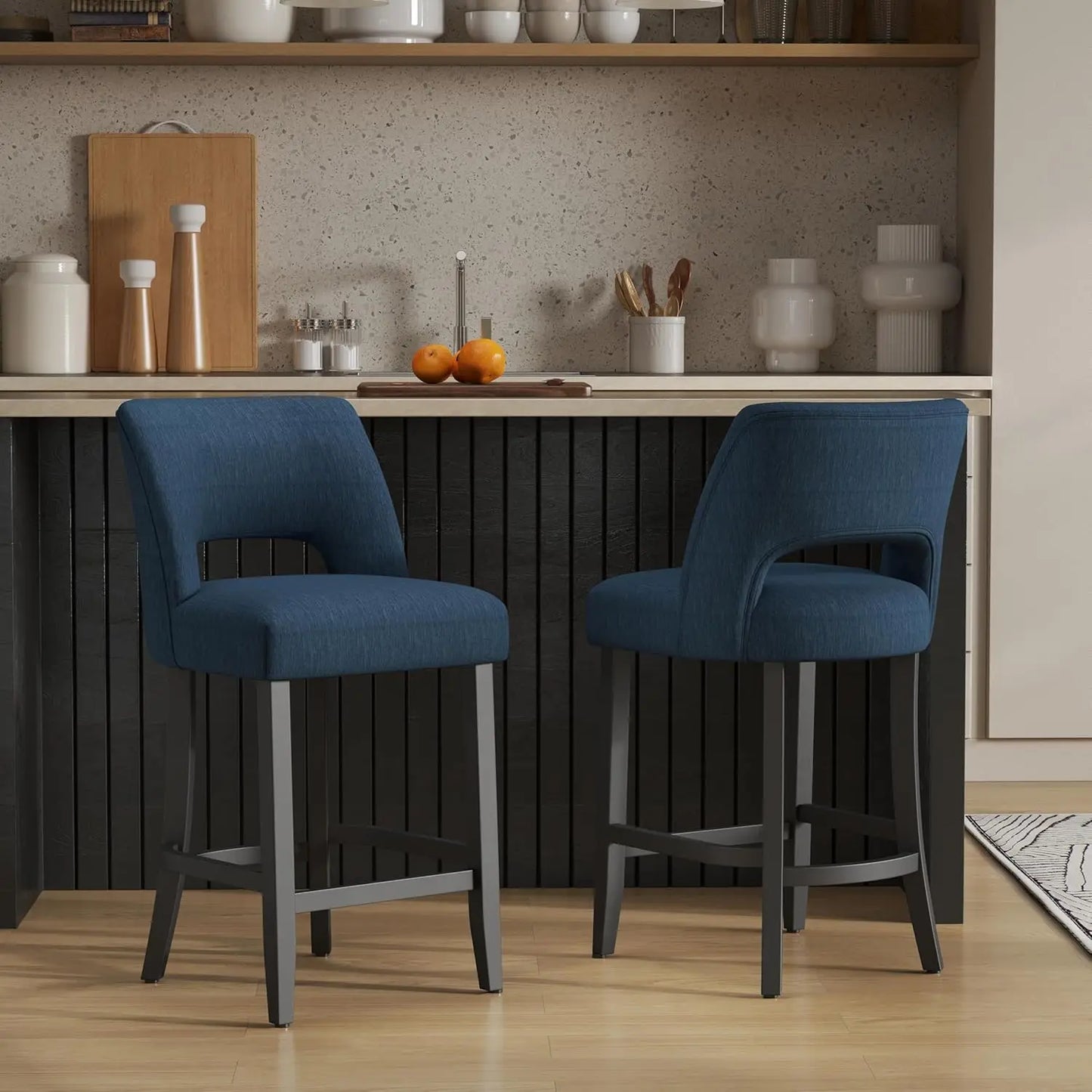Upholstered Modern Counter  Height Bar Stools (2)