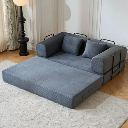 79''  Foldable Convertible Futon Sleeper Sofa Bed with L-Shaped Armrests for Living Room