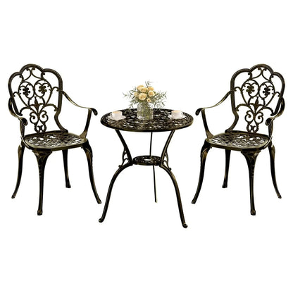 Cast Aluminum Bistro Set 3pc Table & Chairs w/Umbrella Hole Outdoor Patio Garden Lawn, Customized