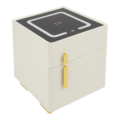 Smart Nightstand w/ Drawer & Safe Wireless Charging Nightstand