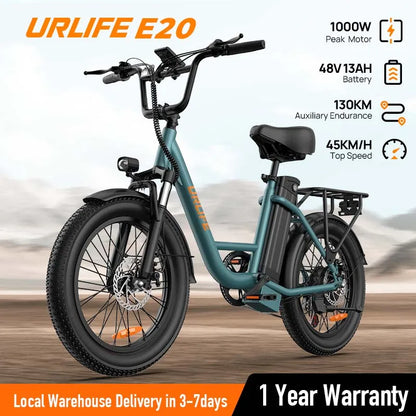 E20 Electric Bike  20''X3" Fat Tire, 7-Speed E-Bike with Dual Disc Brake