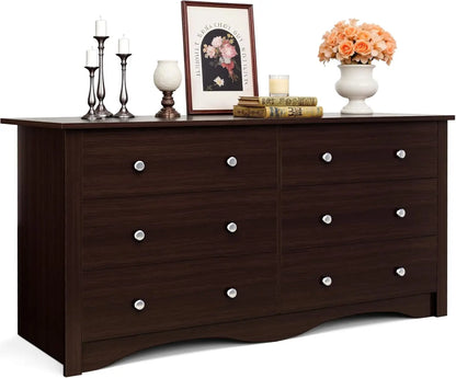 Dresser for Bedroom, 6 Wood Dresser Drawers, Bedroom or Living Room