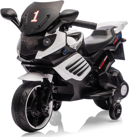 6V Kids Motorcycle, Electric Ride On Toy with Training Wheels, Working Headlight, Horn & Music,for Toddlers Boys Girls 3-6Y