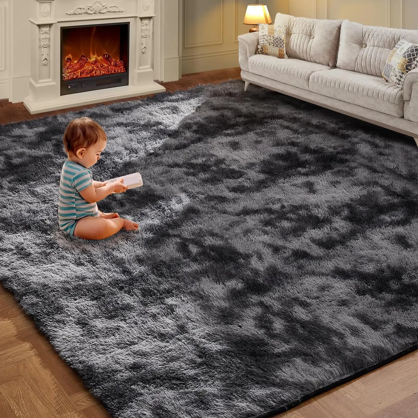 Soft Fluffy Home Mat-Dye Plush Carpet