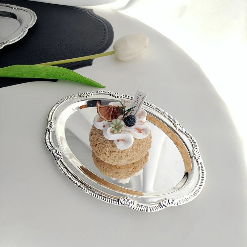 Vintage Embossed Silver Tray Serving Platter