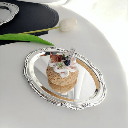 Vintage Embossed Silver Tray Serving Platter