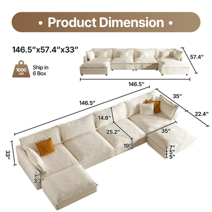 Modular Sectional Cloud Couch with Ottoman