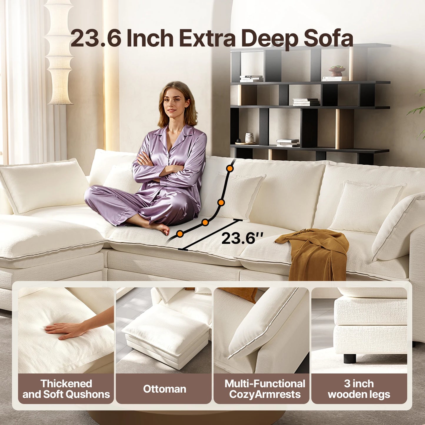 Modular Sectional L Shaped Couch  for Living Room