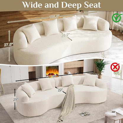 Oversized Sectional Sofa for Living Room, Modern Luxury Plush Chenille Extra Deep & Wide Seat Curved Cloud Couch No Assembly
