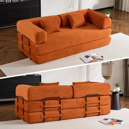 79" Convertible Sofa Bed with Removable Armrests,