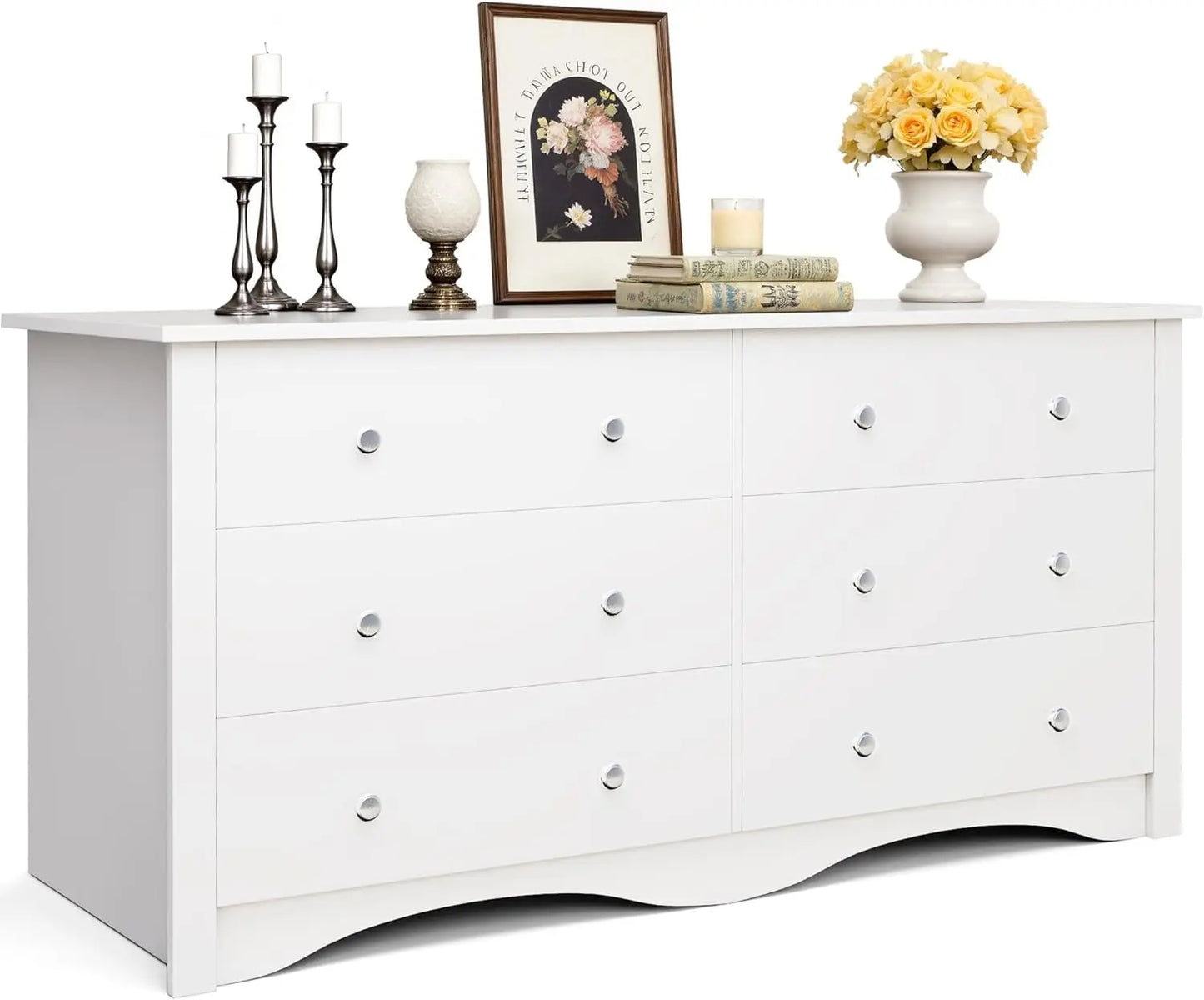 Dresser for Bedroom, 6 Wood Dresser Drawers, Bedroom or Living Room