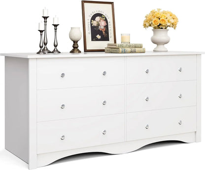 Dresser for Bedroom, 6 Wood Dresser Drawers, Bedroom or Living Room