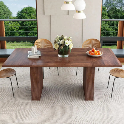 Round Fluted Base Modern Oval Expandable Kitchen Dining Table ,41-78in Seats 4-8