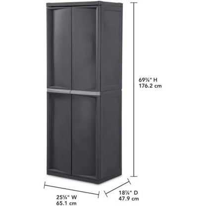 Heavy Duty 4-Tier Plastic Storage Shelf Cabinet Easy Assembly for Garage Basement