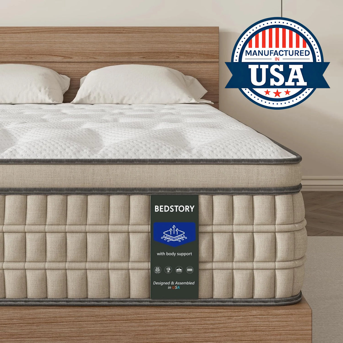 12 Inch Full/King Hybrid Gel Memory Foam Mattress, Queen Size Mattress with Breathable Fabric for Comfortable Sleep