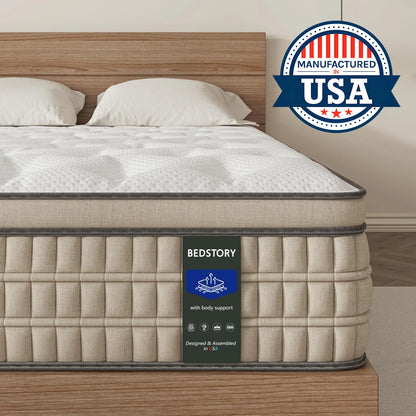12 Inch Full/King Hybrid Gel Memory Foam Mattress, Queen Size Mattress with Breathable Fabric for Comfortable Sleep