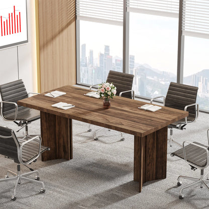 63-inch Executive Desk, Vintage Home Office Computer Desk with Large Tabletop, Farmhouse Wood Writing Conference Table