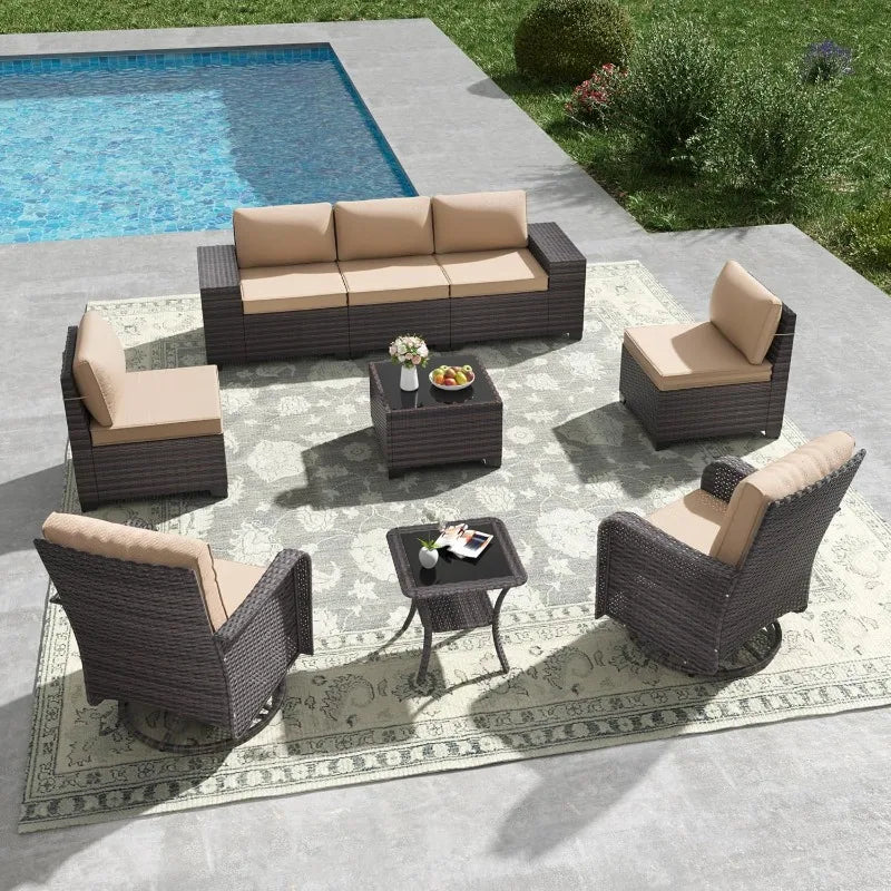 6PCS Outdoor Wicker Rattan Sectional Sofa Patio Furniture Set