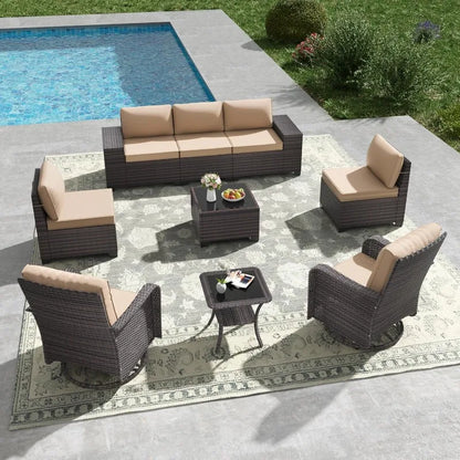 6PCS Outdoor Wicker Rattan Sectional Sofa Patio Furniture Set