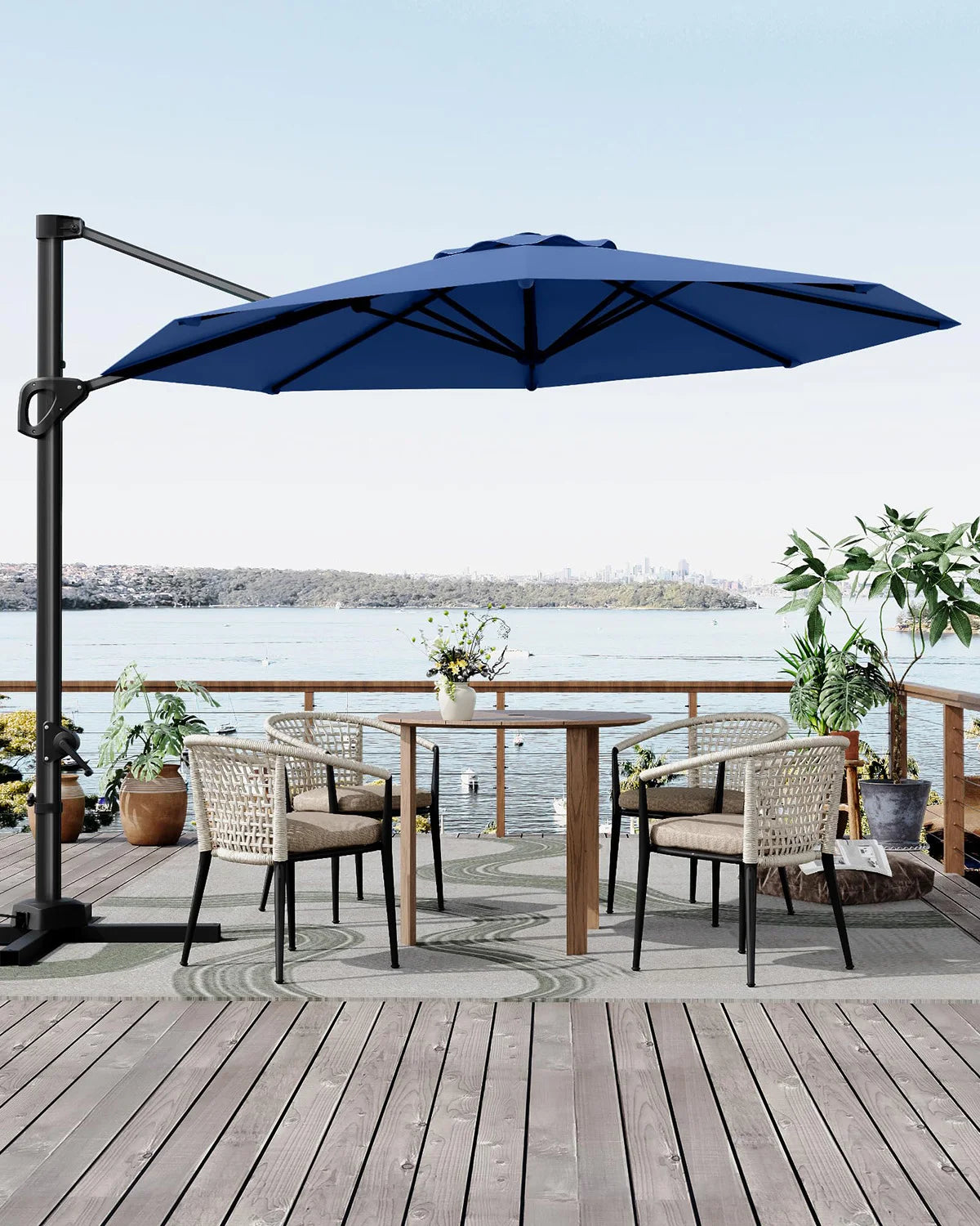 10FT Cantilever Patio Umbrella 360° Rotation & Tilt Adjustment