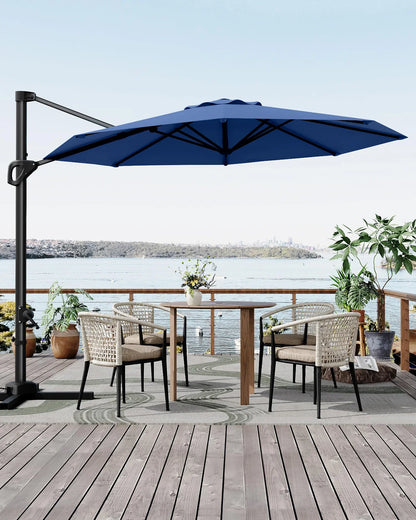 10FT Cantilever Patio Umbrella 360° Rotation & Tilt Adjustment