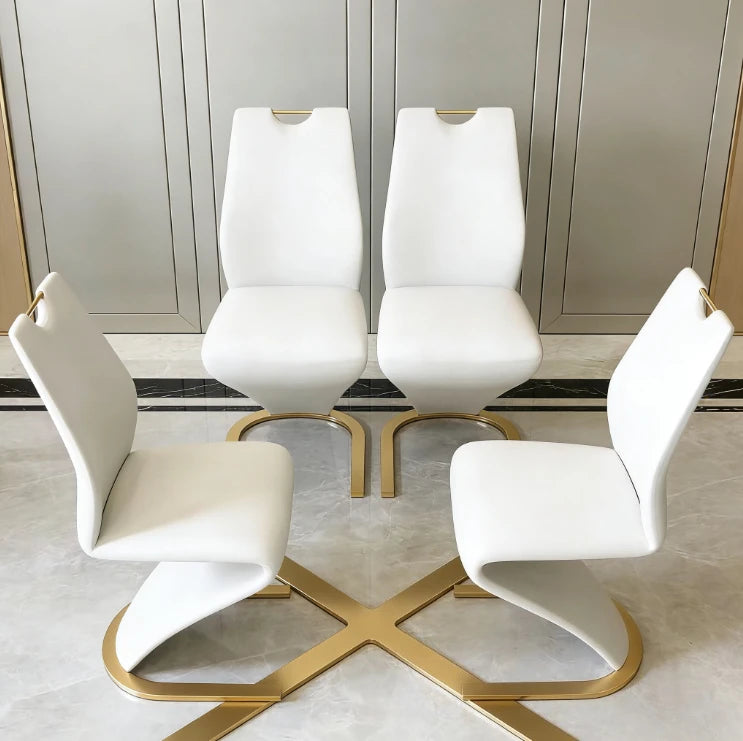 Luxury Gold Marble Square Dining Table Set 4 Chairs or 6 Chairs